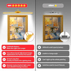 26" Wireless Picture Lights, Rechargeable Battery Art Display Light with Remote Control, Dimmable/Timer Off Dartboard Light, 3 Lighting Modes Full Metal Painting Display Lights (Gold-2 Pack)