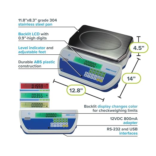 Adam Equipment CKT-M Approved Bench Checkweighing Scales for Industrial Weighing, checkweighing, Parts Counting, Setting Pricing by Weight NTEP Measurement Canada, CKT 4M, 9lb/4kg x 0.002lb/0.001kg