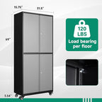 Letaya Metal Garage Storage Cabinet with Wheels,Steel Tool Rolling Cabinets with Lock Door and Adjustable Shelves fro Home Utility Organization Room (1PC-Black Gray)