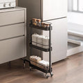 Rolling Storage Cart, 3 Tier Bathroom Organizer Mobile Shelving Unit, Metal Utility Cart Tower Rack for Kitchen Laundry Narrow Places(Fully Assembled Furniture, Black)