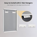 LOAAO 48x36 Inch White Metal Framed Bathroom Mirror for Wall, White Bathroom Vanity Mirror Farmhouse, Large Rounded Rectangle Mirror, Anti-Rust, Tempered Glass, Hangs Horizontally or Vertically