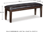 Signature Design by Ashley Haddigan Traditional Upholstered Dining Room Bench, Dark Brown