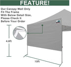 Eurmax USA 10ft Instant Canopy SunWall Canopy Tent Sidewall for Pop Up Canopy Tent,1 Pack Removable Sidewall Only(Grey)