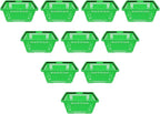 12 Pack Commercial Shopping Baskets - 28L Black/Yellow/Green Nesting Stackable Bins with Invisible Handle for Retail, Supermarket, Warehouse Durable Store Basket (Green)