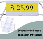 Kathfly 100 Pcs Plastic Wire Shelf Label Holder, Sign and Ticket Holder Clips with Paper Insert Area 3"x1.25" Compatible with Metro 1-1/4 Inch Shelves, Label Inserts Included