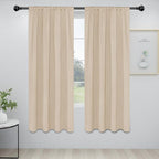 Easy-Going Rod Pocket Blackout Curtains for Bedroom, Room Darkening Window Curtains for Living Room, Thermal Insulated Noise Reduction Solid Window Drapes, 2 Panels(34x72 in, Beige)