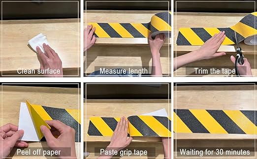 Anti Slip Grip Tape for Stairs 4Inch x 60Ft Non-Slip Strips Non Skid Safety Tape for Outdoor/Indoor Steps, Stairs, Traction Tread Staircases, Boats (Black/Yellow)
