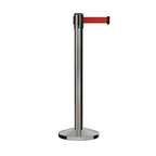 Crowd Control Warehouse CCW Series RBB-150 - Set of 2 Stanchion Retractable Belt Barriers - 16 Foot, Red Belt with Satin Stainless Steel Post - Easy Assembly