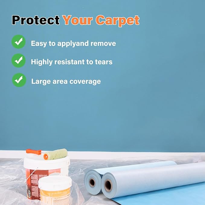 Temporary Floor Protection for Construction, Painting, Renovation, Protector Film for Hardwood Floors, Surface Carpet Protection Film, Tile&Hard Paint Protection Covers 325 sqft (39" x 100'-Sky Blue)