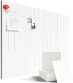 Felt Bulletin Board Tiles Large 48" x 36" Cork Board Alternative-12 Pack with 70 Adhesive Tabs, Thick Slat Wall Panels for Office Decor, Push Pin Board Wall Organizer Alternative-Milky White