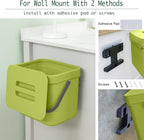 LALASTAR 1.8 Gallon Hanging Trash Can, Green, Plastic, Compost Bin Indoor Kitchen Sealed, Small Trash Can with Lid, Mountable