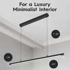 LED Linear Pendant Light, Office Light, Flicker-Free, Non Dimmable, Modern Ceiling Lighting for Bedroom Dining Room Table, 20W 3000K Warm Light 47.2" Black