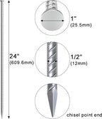 VVOKGO 24 Inch Rebar Stakes Metal Asphalt Anchoring Spikes Ground (4pcs), 1/2 Inch Diameter Galvanized Landscape Anchors Heavy Duty for Speed Bump, Handicap Threshold Ramps, Parking Limits Curb, Tarp
