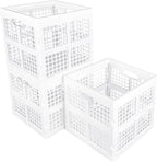 3-Pack Collapsible Plastic Storage Crates,Foldable Crates for Storage,16L (White)