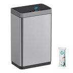 Mbillion Automatic Touchless 15 Gallon Motion Sensor Trash Can Stainless Steel Smart Trash Cans with Lid Rectangular Garbage Can for Kitchen Bedroom Home Office Silver