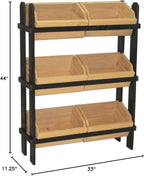 Displays2go Tiered Wooden Display, Floor Standing, 6 Removable Bins - Black & Oak (PN6CDSBLK)