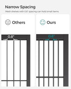 SONGMICS 3-Tier Metal Storage Rack with Wheels, Mesh Shelving Unit with X Side Frames, 23.6-Inch Width, for Entryway, Kitchen, Living Room, Bathroom, Industrial Style, Black UBSC163B01