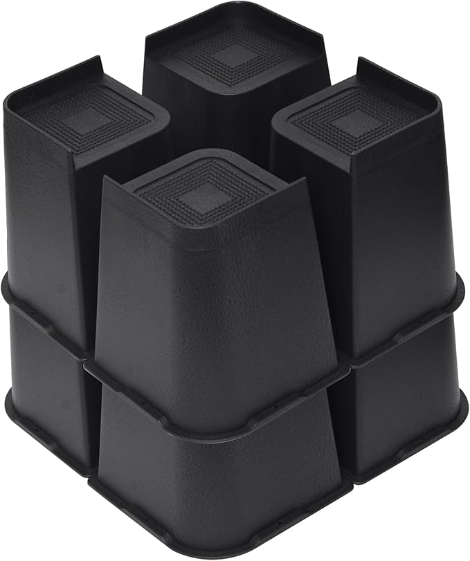 Bed Risers 2 inch, 3 inch, 4 inch, 6 inch or 8 inch Heavy Duty Furniture Risers, Up to 6000 Lbs L Shaped Design Bed Lifts Blocks for Couch Desk Sofa Table (Black, 8 Inch 8 Pack)