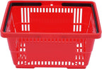 12 PCS Shopping Baskets with Handles, 18L Red Plastic Shopping Basket, Portable Grocery Basket Essential for Supermarket Retail Shop Book Store Laundry(17" x 12" x 9", Red)