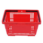 12Pcs 18L Shopping Baskets with Handles, Portable Plastic Retail Grocery Baskets Large Capacity for Stores, Supermarket, Retail, Groceries Shopping (Red)