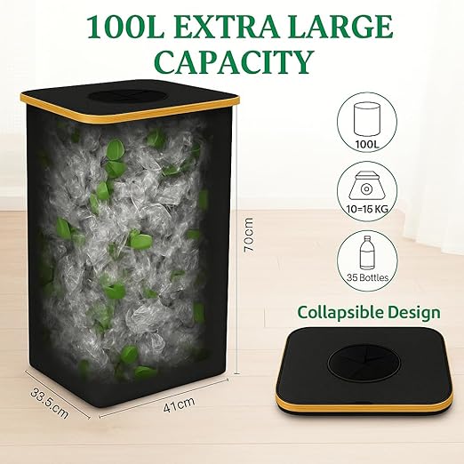 100L Large-Capacity Recycling Bin with Removable Bag–Ideal for Sorting and Storing Bottles and Glass Waste. Sturdy, Durable, and Perfect for Efficient Recycling Management.