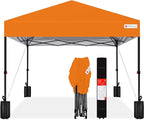 Best Choice Products 10x10ft 1-Person Setup Pop Up Canopy Tent Instant Portable Shelter w/ 1-Button Push, Case, 4 Weight Bags - Orange