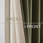 MIULEE Linen Texture Curtains for Bedroom Solid 100% Blackout Thermal Insulated Light Olive Green Curtains Grommet Room Darkening Drapes for Living Room Nursery 52x72 Inch (2 Panels)