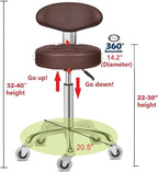Kaleurrier Swivel Stool Adjustable Height: Heavy Duty Hydraulic Rolling Chair Metal Stool for Kitchen Salon Bar Office Massage (with Back Rest) (Coffee)