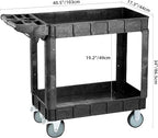 Heavy Duty Utility Service Cart 2 Shelves 550 Pounds Capacity Rolling Workshop Cart with Wheels Parts Cart for Maintenance Professional Worker Garden Garage (2 Tier, 40.5"D x 17.3"W x 34"H)