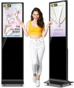 32/43/55/65 Inch Digital Signage Display, LCD Screen Advertising Display Kiosk Interactive Totem Floor Standing Auto AD Player with USB/HDMI/WiFi Android OS (32'' Touch Screen)