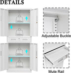 BESFUR 71" H Metal Storage Cabinet with 1 Lockable Drawer and 2 Lockable Doors, Garage Storage Cabinet with 2 Adjustable Shelves, Locking Cabinet for Garage, Office, School - White