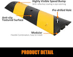 39.4" Rubber Speed Bumps 2 Pack - Heavy Duty Driveway & Parking Cable Protector Ramps, 2-Channel Modular Design for Asphalt & Gravel Roads, Includes 6 Bolts & Spikes
