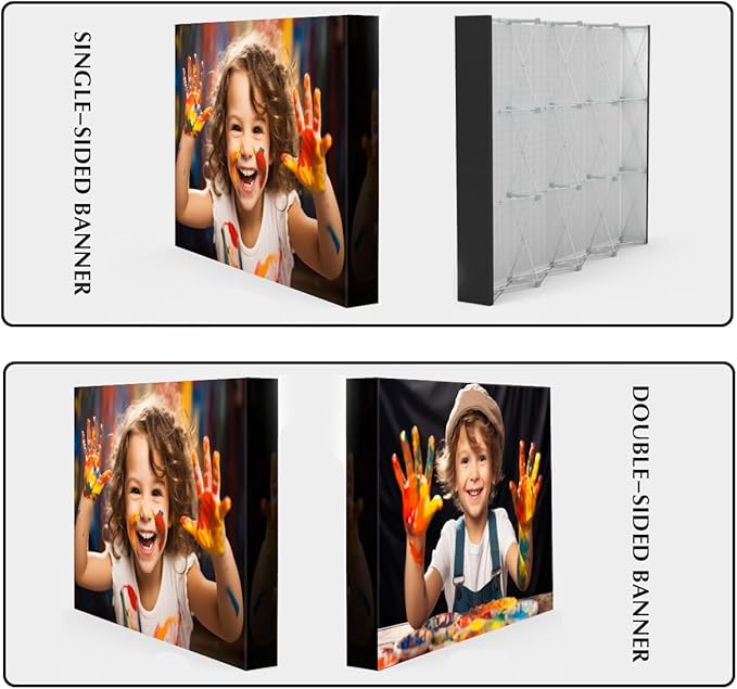 Customize Pop Up Banner with Stand for Tradeshow Backdrop,Tradeshow Dispaly,Step and Repeat Tension Fabric Backdrop for Trade Show Booth and Photography(7.5x10FT)