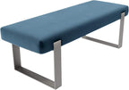 VANT Upholstered Bed Bench - Velvet Peacock Blue- Brushed Nickel - Contemporary Modern, Bedroom Bench Seat, Hallway, or Entryway
