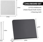 12 Pack Mini Chalkboard Signs - 4"x3" for Food, Party, Buffet, Wedding & Bakery