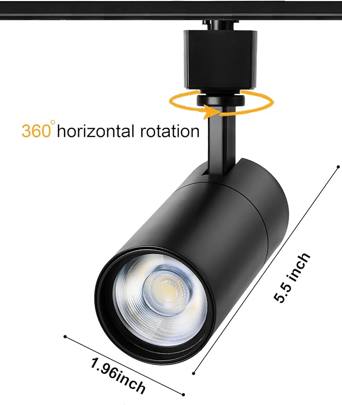 Black 20W Track Lighting Heads,2700K-6500K Stepless Dimming H Type LED Track Light Heads Dimmable Rail Ceiling Spotlight Fixtures Accent,CRI90+ 24° 1800LM,6 Pack (Black, 20W(6 Pack))