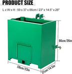 3 Point Hitch Ballast Box, 800 Lbs Tractor Ballast Box with 2'' Quick Hitch Receiver for 3 Point Category 1 Tractors, Loaders and Skid Steers,Green