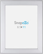SnapeZo Certificate Frame 8.5x11, Silver, 1.25 Inch Aluminum Profile, Front-Loading Snap Frame, Wall Mounting, Professional Series