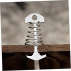 POPETPOP 2pcs Fish Bone Tent Pegs Stainless Steel Spring Hook Lightweight Ground Nails for Camping Hiking Outdoor Tent Accessories Small