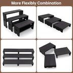 Display Wood Risers Wooden Stand 3 Tier Black Wood Racks Decorative Rectangular, 2 Set 6 Piece Cupcake Stands Cologne Perfume Organizer Dessert Showcase(Black)