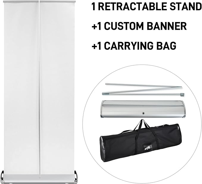 Customized Retractable Banner Stands for Business with The Carry Bags, Vertical Banner Stands, Indoor Outdoor Displays for Advertising, Birthdays and Parties, Rolling Banner Stands, Customizable Signs with Stands, 33x81in
