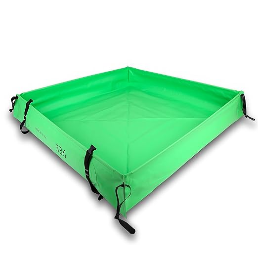 Folding Duck Pond - Portable Spill Containment GO Berm - 18 oz PVC, 3’x3’x6” - Lime Green
