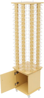 Sunglasses Display Stand, 144 Pairs Wooden 360° Rotating Sunglass Eyeglass Holder Organizer, Glasses Hanger Storage Rack for Retail Commercial Display, W14.6*H66.1in (Wood Color)