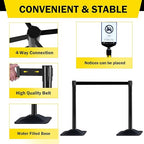 10 ft Crowd Control Stanchion Set, Crowd Control Barrier, Stanchions with Retractable Belts & Base, Retractable Stanchions, Queue Management Stanchion (4 Pack) (Black)