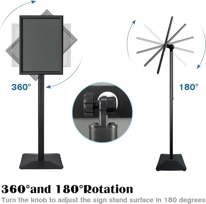 Sign Stand for Display, 11lbs Integrated Rod Heavy Duty Pedestal Floor Signage Stand Holder, for Outdoor or Indoor Advertising (8.5 x 11, Black, 3Pack)
