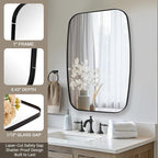 ANDY STAR 22x30 Black Bathroom Mirror, Oblong Vanity Mirror with Stainless Steel Metal Frame, Matte Black Oval Mirror for Over Sink, Modern Anti Rust Wall Mounted