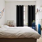 BGment Black Blackout Curtains for Bedroom 63 Inches Long, Black Out Room Darkening Light Blocking Thermal Insulated Grommet Window Drapes for Summer Heat, Each Panel 42 Inch Wide
