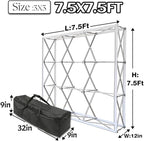 7.5x7.5 FT Tension Fabric Pop Up Display Stand - Portable Aluminum Double-Sided Trade Show Backdrop for Weddings & Events, Lightweight - Stand Only