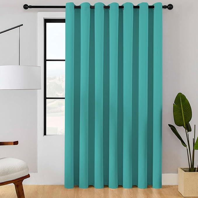ChrisDowa Room Divider Curtain 84 Inches Long, Wide Blackout Sliding Door Curtain for Bedroom, Room Darkening Privacy Window Curtain for Patio Door (1 Panel Set, Teal, 100 x 84 Inch)