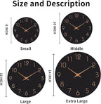 Mosewa Wall Clock 8 Inch Black Battery Operated Silent Non Ticking Simple Minimalist Rose Gold Numbers Decorative for Bedroom Living Room Kitchen Home Bathroom Office
